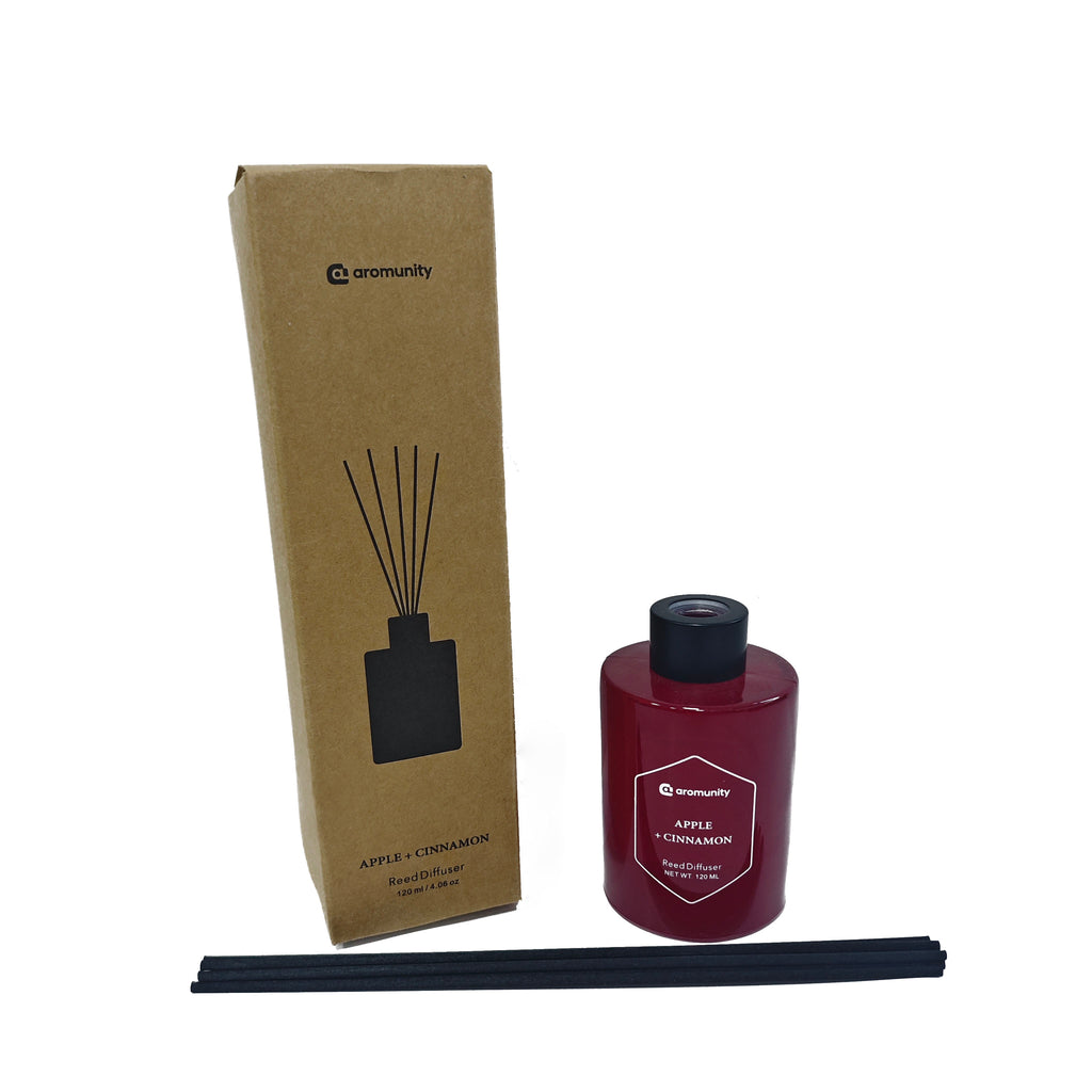 Aromunity Apple + Cinnamon Home Fragrance Gift Set – Candle, Reed Diffuser, Room Spray &amp; Wax Melts
