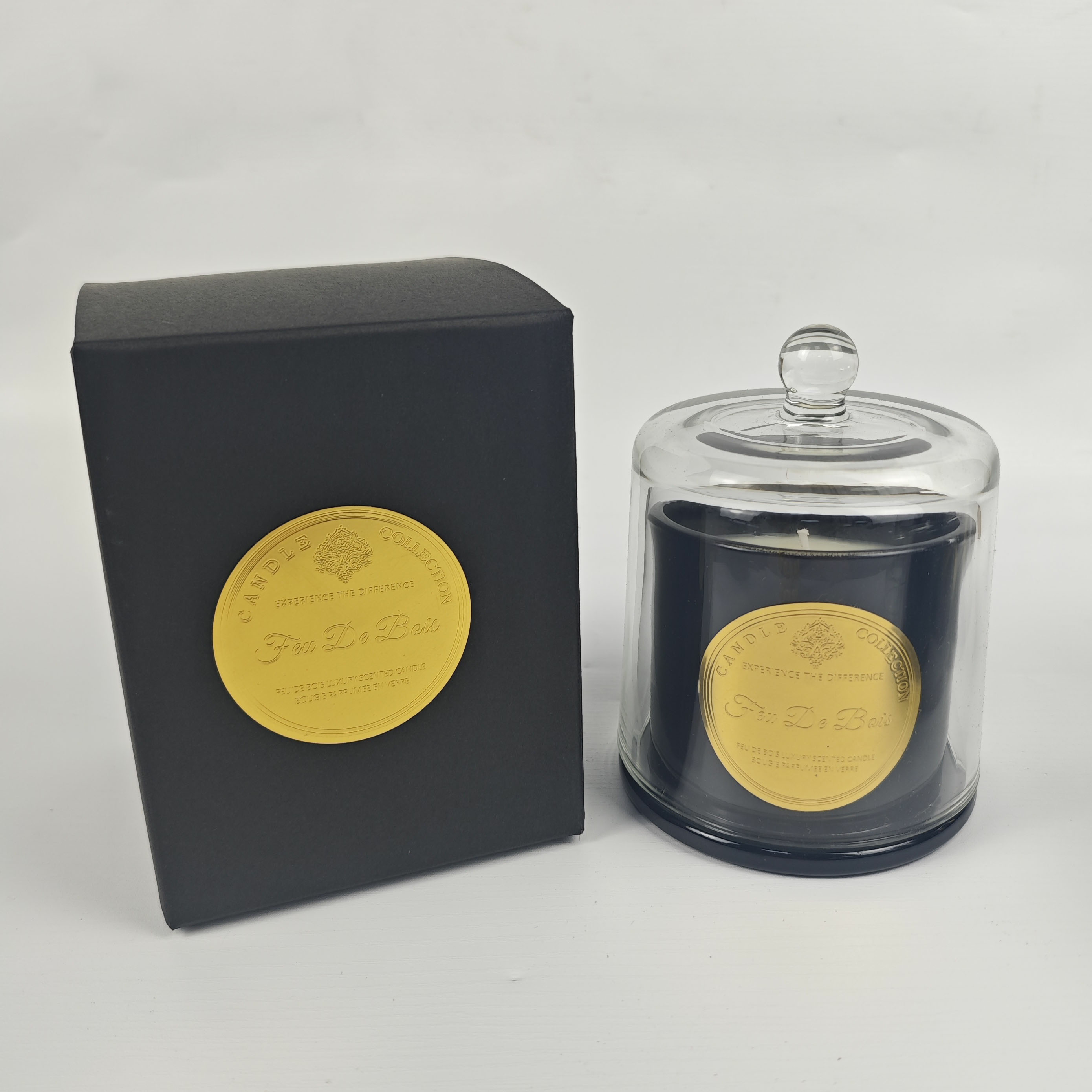 Luxury Black Scented Candle with Glass Cloche – Premium Home Fragrance Gift