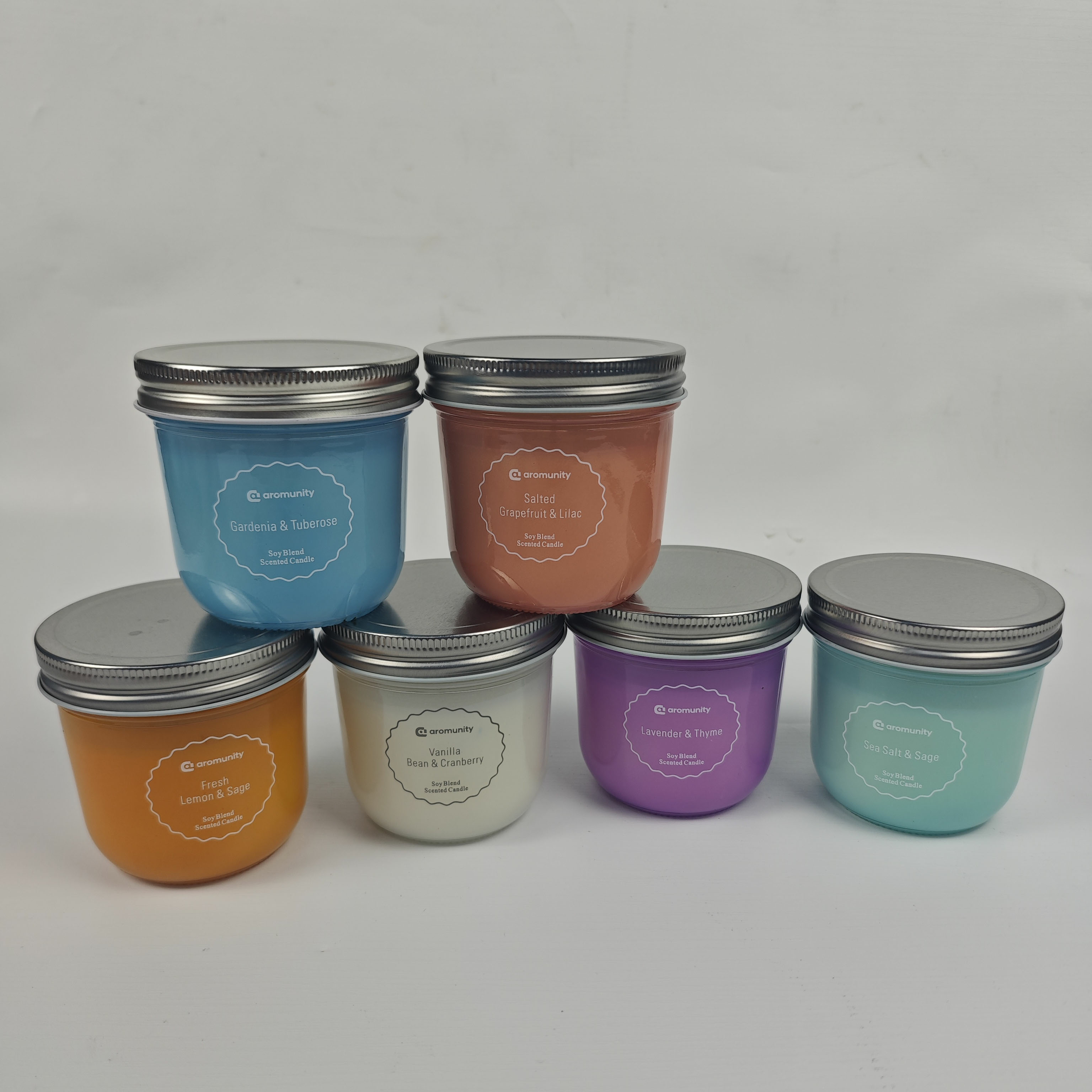 Aromunity Soy Wax Scented Candles – 6 Premium Fragrances in Jars